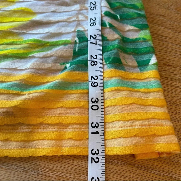 Soft Surroundings Top Womens XL Yellow Green Floral Tunic Tropical Textured - Picture 8 of 10